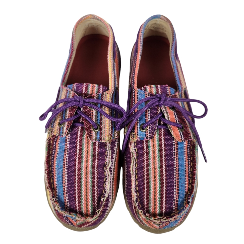 Twisted X Purple Serape Western Boat Deck Casual Lace Up Shoes Women's Size 8 - Picture 8 of 12
